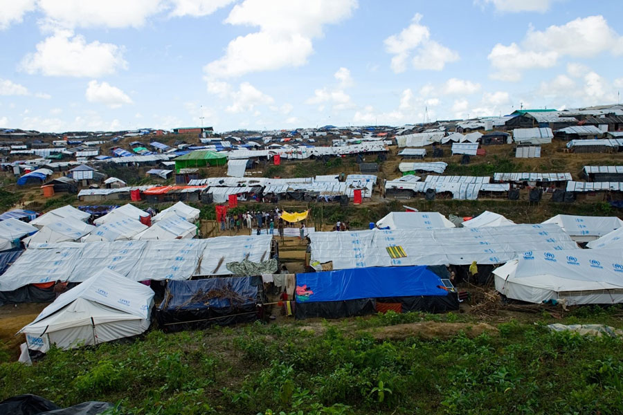 Aerial view of Rohingya refugees at Kutupalong camp Bangladesh