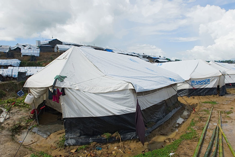front right door of Rohingya refugees tent at Kutupalong camp Bangladesh