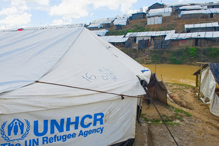 Rohingya refugee tent at Kutupalong camp Bangladesh