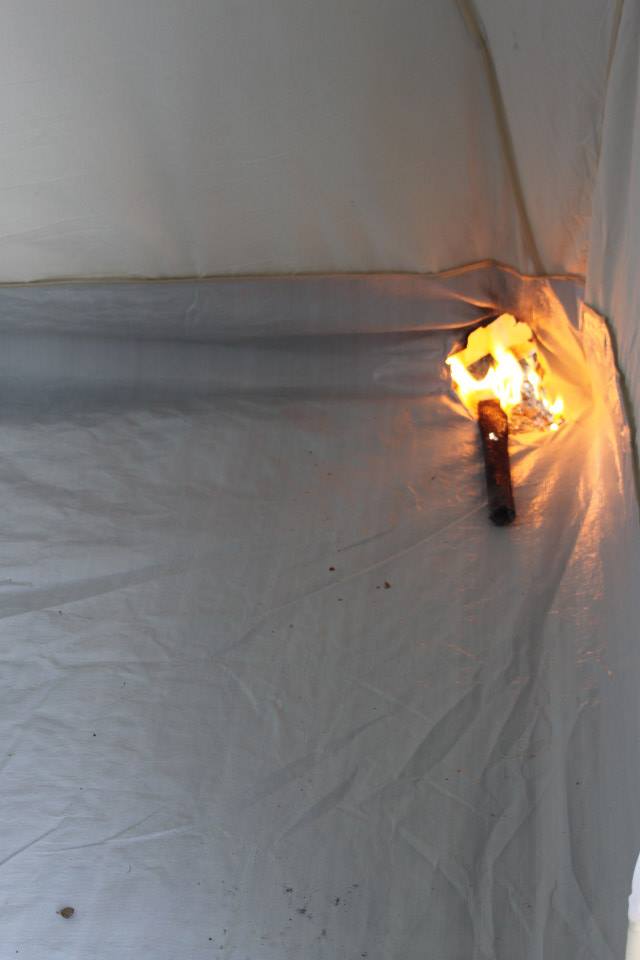 fire tent retardant field test France in 2014